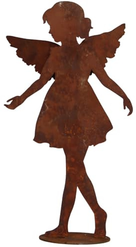 itsisa Dekofigur im Rost Design Engel Anna Lisa, H: 28 cm - Rostfigur Weihnachten für den Garten, Gartendeko