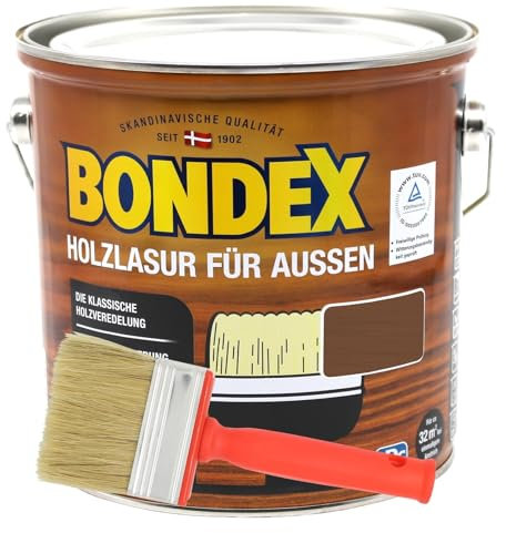 Bondex Holzlasur für Aussen 4L inkl. Flächenstreicher (nussbaum)