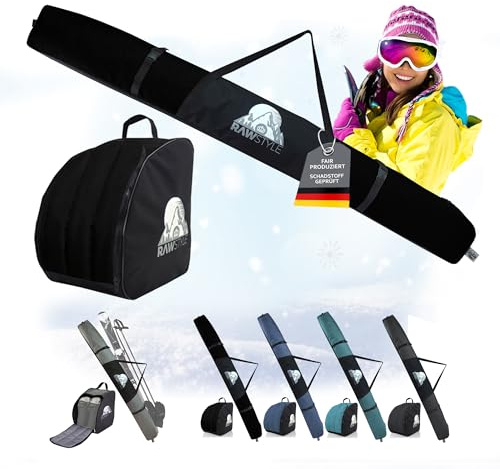 Rawstyle Skitasche Ski-Schuh-Tasche Kombi-Set 160cm 180cm Modell 3 | Wasserdicht, Ski Bag, Ski Cover, Wintersport