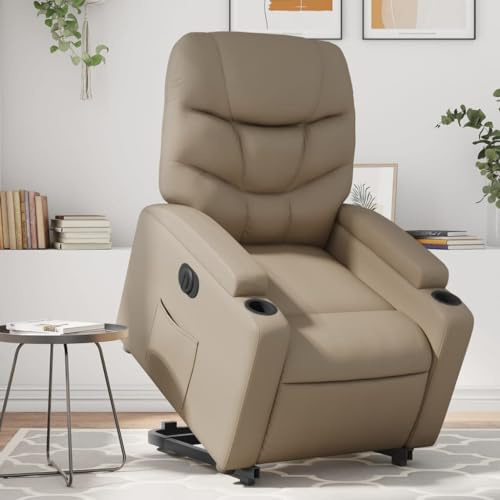 IKAYAA Elektrischer Fernsehsessel Kunstleder Sessel mit Aufstehhilfe Elektrisch Verstellbar Relaxsessel mit Liegefunktion Aufstehsessel Relaxliege Schlafzimmer Liegesessel Wohnzimmer Lesesessel
