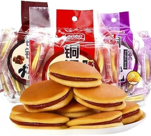 Red bean flavor Dorayaki, chocolate flavor, taro flavor, sandwich bread, Japanese Dim sum Dorayaki, breakfast biscuits, sweet cookies, instant cakes, bean paste Dim sum (3 Flavor Mix,10 packs)