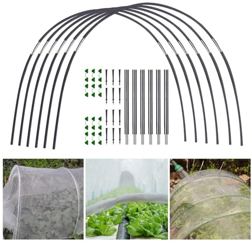 Gartenreifen für Hochbetten | Fiberglas Gewächshaus-Stütztunnel - Gartenreifen für tragbares Netz Fahrabdeckung mit Verbinder Gartenkashuppel - Gartenreifen für Hochbetten Gartenreifen Set, Hochbetten