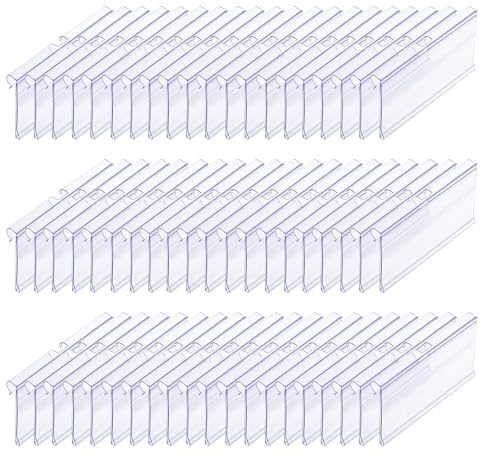 HUAZIZ 60 Pezzi Porta Etichette Trasparente, Etichette prezzo, 8 x 4.2cm Porta Cartellino del Prezzo in Acrilico, Supporti a Forma di L per Ufficio Negozio Scaffali Supermercati