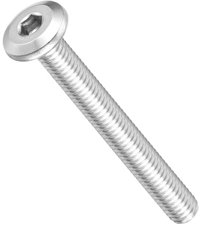 METALLIXITY Flat Head Hex Socket Cap Screws M6-1x50 10Pcs | 304 SS Hex Socket Furniture Bolts Screws - for Furniture Woodworking Project Silver Tone