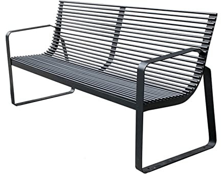 Parkbank für den Außenbereich, mit wetterfester Beschichtung und Armlehnen, robuste Metallkonstruktion für Rasen, Terrassen und Plätze, 120 x 54 x 78 cm