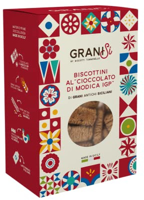 Tumminello | Granisi Biscotti Cioccolato di Modica | Frollini Grani Antichi Sicilia Artigianali al Cioccolato - 1 Confezione
