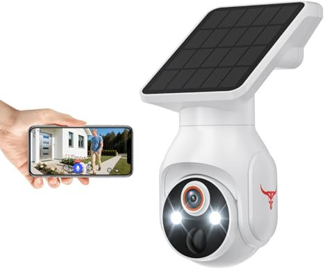 Novaquill 1080p WiFi Security Camera with Solar Panel, Battery Powered, Pan Tilt, AI Motion Detection, Night Vision, 2-Way Talk, IP65, Cloud Storage, 2.4GHz WiFi Only