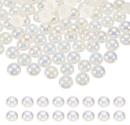 sourcing map 200 piezas de media perla para manualidades, 12 mm, perlas de imitación de plástico, media parte trasera plana, cuentas sueltas de diamantes de imitación para manualidades, ropa, vaso