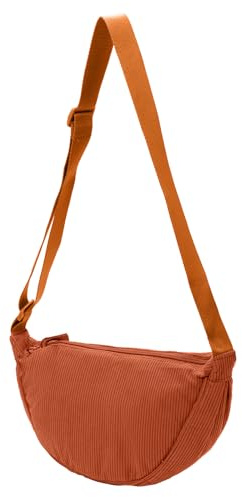 Fjquamitix Borsa a tracolla in velluto a coste a mezzaluna per donne e uomini, borsa a tracolla leggera da viaggio