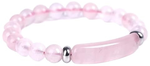 GXMDSGZ Crystal Gemstone Bracelet 8mm Beads Stone Bangle Crystal Agate Rose Quartz Amethyst Gemstone Men Women Bracelet Jewelry For Yoga(Pink Crystal)
