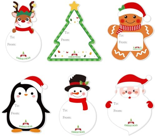 Weihnachtssticker, 120 PCS Weihnachten Selbstklebende Geschenketiketten, Geschenkaufkleber Weihnachten, Weihnachtsaufkleber Zum Beschriften, für Umschläge Karten Weihnachtsgeschenke Dekoration (C)