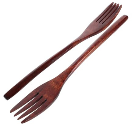 Hemobllo 2 pièces Fourchettes Bois pour Salade Ustensiles de Cuisine Naturels pour Mélange Service et Cuisson Manche Long Ergonomique Fourchettes Artisanales Polyvalentes pour Salades et