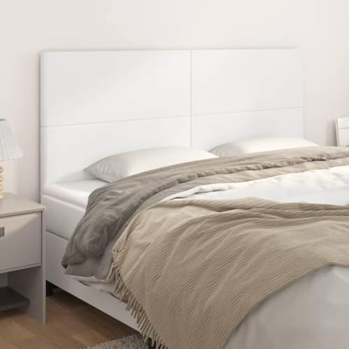 Frdhee Bettkopfteil,Kopfteil Weiß 180x5x118/128 cm Kunstleder Wanddekoration Wandkissen,Wandpolster für Schlafzimmer Wohnzimmer Bett