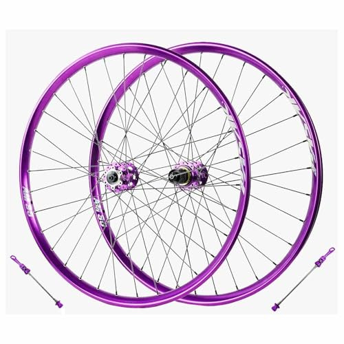 Fahrrad Laufradsatz 26 27.5 29 Zoll XC/AM Mountainbike Vorder- Und Hinterrad, 100/135mm QR Scheibenbremsen, Doppelwandige Aluminiumfelge, 7-12fach Kassette, Reifen 1.95–2.8(Purple,26inch)