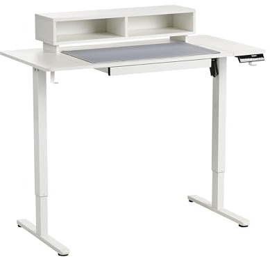 Elektriskt Ställbart Skrivbord med Musmatta Höj- och Sänkbar Funktion Modernt 120 x 60 cm USB-port Vit Skiva och Ben Lucama