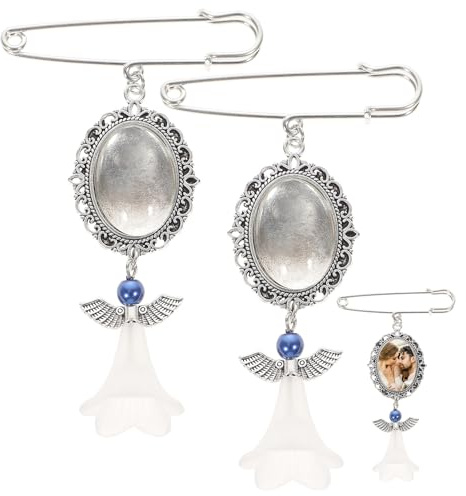 SAFIGLE 2 Stück Selbstgemacht Fotoanhänger Brosche Blumenstrauß Charme mit Bilderrahmen Personalisierbarer Gedenkanhänger für Hochzeit Brautstrauß Schmuck Bastelset Zufällige Farbe