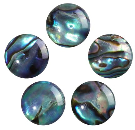 5 Stk. runde Abalone Muschel Cabochon Edelstein Flachrücken Schmucksteine | 10mm Cabochon Deko Steine, Flachrücken Schmucksteine für DIY Schmuckherstellung, Haarschmuck, Makramee Bastelperlen
