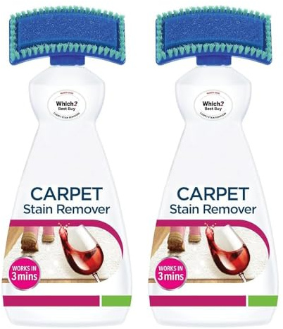 2 x Carpet Stain Remover 650ml | Fast-Acting Spot Cleaner, Built-in Brush Head, Works in 3 Minutes