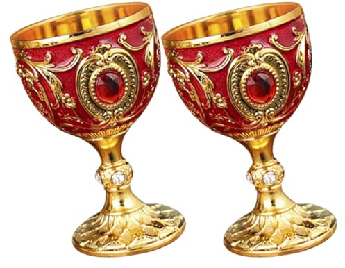JOINPAYA Bicchieri da Liquore Vintage 30 Ml Set 2 Pezzi, Coppe da Vino in Vetro Resistente Rilievo, Tazze Compatte per Whisky e Cocktail per Uso Domestico e Campeggio