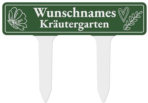 printplanet - Steckschild Kräutergarten Personalisiert mit Name - Alu-Dibond Gartenschild Wetterfest Außenbereich