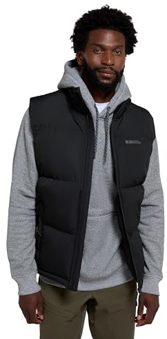 Mountain Warehouse Rock Mens Padded Gilet – Waterproof Body Warmer, Fleece Lined Collar, Adjustable Hem, Warm & Comfortable Vest - Ideal for Winter, Black, M