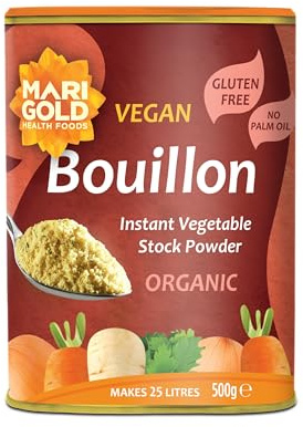 Marigold Organic Vegetable Bouillon Powder, 500g – Instant Vegan Stock Powder, Natural Ingredients, Low Calories – Ideal for Soups, Stews & Sauces.