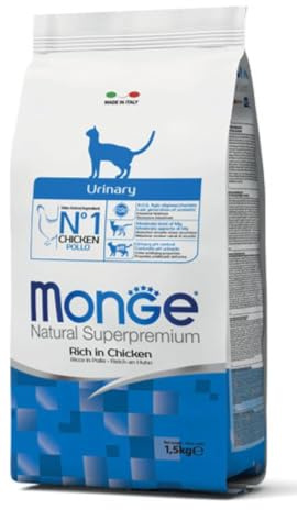 Monge Natural Superpremium URINARY CHICKEN, Trockenfutter für sterilisierte Katzen (Futter aus Huhn, Verringerung von Struvitsteinen, hochwertige Rezeptur, ohne Zusatz von Farbstoffen, 1,5 kg)