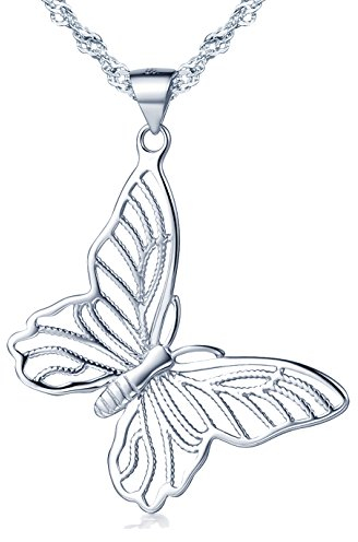 Yumilok Damen Halskette mit Schmetterling Anhänger Kinder Kette 925 Sterling Silber Geschenk für Damen Mädchen Weihanchten