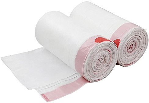 Cadine 50L Müllbeutel mit Zugband, Weiß, 2 Roll / 120 Counts
