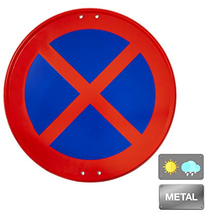 Normaluz V10022 - Señal Vial Redonda Parada Y Estacionamiento Prohibido Metalica Termolacada 50 cm