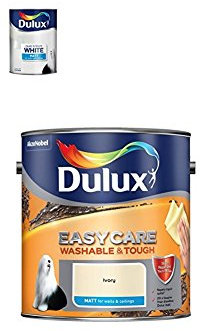 Dulux Matt Paint, 2.5 L (Pure Brilliant White) ) Easycare Washable and Tough Matt (Ivory)