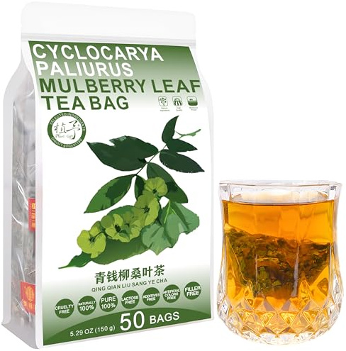Plant Gift Cyclocarya Paliurus Mulberry Leaf Tea Bag 5.29oz (3g*50bags) hojas de morera, sauce de dinero verde, natural puro de china, té mixto saludable, combinación de té de flores 150g 青钱柳桑叶茶