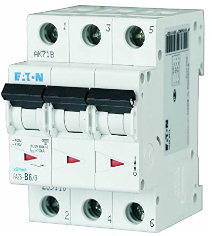 EATON FAZ6-B16/3 Automatischer Magnetothermischer Schalter FAZ6, 3P, 16A, Gebogen B