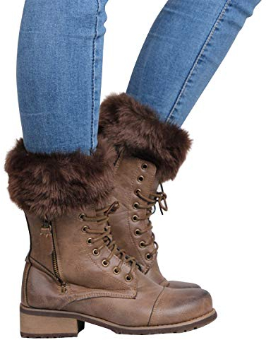 ITODA Beinstulpen Winter Legwarmer Damen Grobstrickstulpen Kunstpelz Stiefelstulpen Beinwärmer Strick Beinstrümpfe Mädchen Strickstiefel Warm Bein Stulpen Kurz Strümpfe Grobstrick Kniestrumpf
