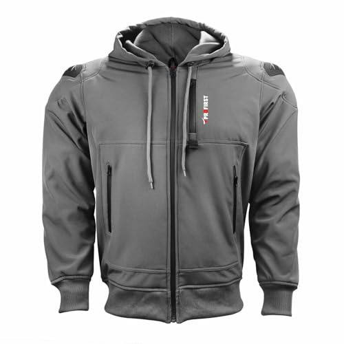 PROFIRST Motorbike Protective Hoodie Motorcycle Fully Armoured Jacket Soft Shell construction with CE Removable Protectors and Inner Lining