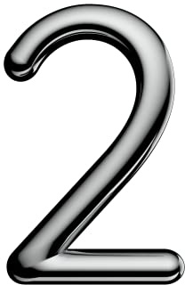 Ultion Sweet Chrome Door Number '2' | Self Adhering, No screws, No drilling, Matching numbers available, Matching Ultion Sweet door furniture available