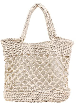 VALICLUD Handgemachte Strandtasche Aus Baumwolle Schultertasche Für Frauen Große Messenger Bag Mit Riemen
