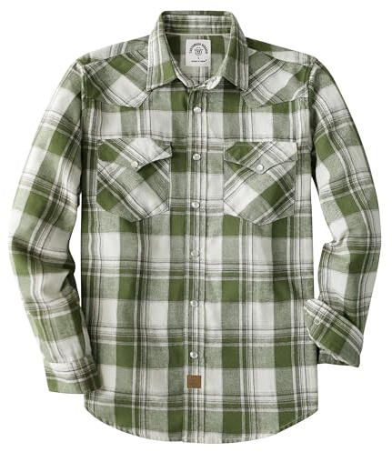 Dubinik® flanellskjorta herr Långärmad flanellskjorta herr Pearl Snap Western Denim Vintage Pocket Rutig skjorta