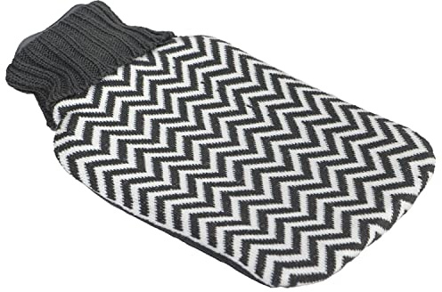 TIENDA EURASIA - Bolsa Agua Caliente, Bolsa de Agua Caliente con Cierre de Seguridad Antifugas, Bolsa de Agua de 32 x 19 cm, Bolsa Agua Caliente Cama de Capacidad 2 L (Zig - Zag)