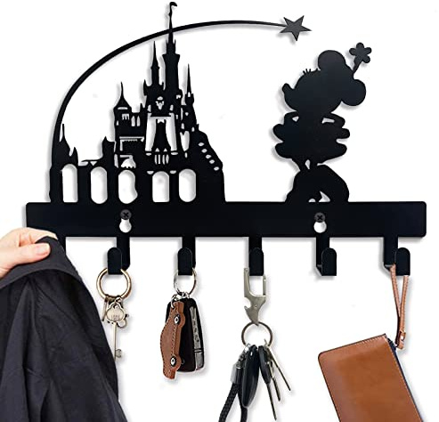 Viiluuxr Key Holder for Wall Self Adhesive Key Hooks with 6 Hooks Wall Mounted Christmas Cartoon Metal Stainless Heavy Duty for Coat Hat Towel Key Hangers Decoration Door Entryway Hallway.