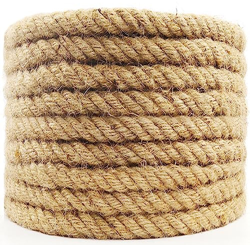 Cuerda de yute de 82 pies, cuerda de yute resistente, cuerda de cáñamo natural, cuerda de sisal, cuerda de yute resistente para artes, manualidades, envoltura de regalos, jardinería, poste rascador de