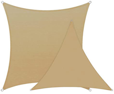 PROPFE Parasol de Plage de fête de Patio, Voile d'ombrage de Protection Solaire imperméable, Ombre de Piscine de Jardin, Kaki, 2X2 m, Bloc UV d'auvent imperméable