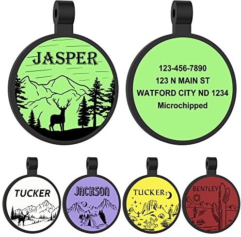 Hundemarke Personalisiert - GISUERY Hundemarke mit Gravur mit Stille Gestaltung - Silikon und Doppelseitige Gravur - Adressanhänger Hund mit 5 Farboptionen und 2 Spaltringen (Multistyle)