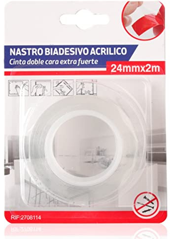 A2ZWORLD Nastro Biadesivo in Acrilico, Trasparente Extra Forte, Lunga 2 Metri, Larghezza da 24mm e 36mm, Rimovibile Multifunzione Per Interno e Esterno (24mm X 2MT)