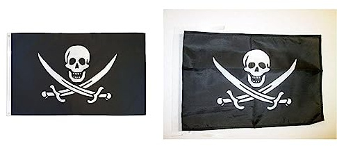 AZ FLAG - Drapeau Pirate Jack Rackham - 150x90cm - Drapeau Pirates - Corsaire 100% Polyester Avec Oeillets Métalliques Intégrés - Pavillon 110g & Drapeau Pirate Jack Rackham 45x30cm - PAVILLON Pirates