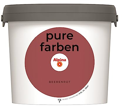 Alpina pure farben Wandfarbe – Beerenrot – strapazierfähige und atmungsaktive Innenfarbe – ergiebig, gut deckend & reinigungsfähig – 2,5 Liter
