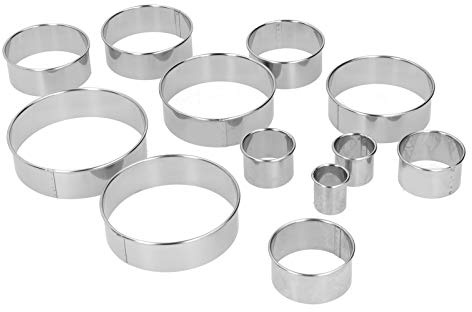 12 Pcs Round Mousse Ring Set 1.1-4.5in Stainless Steel Cake Mold Dessert Food Rings Doughnut Molding Baking Set for DIY Pastry Decor