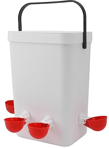 HOHXFYP Automatische Hühnertränke, 12 L, Auslaufsicherer Geflügeltränkespender mit 4 Trinkbechern, Hängendes Geflügeltränke Futterspender Set für Küken, Ente, Gans, Truthahn