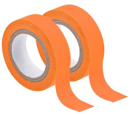 sourcing map 2 Rollos de Cinta Adhesiva de Tela de Gaffers Neon, 0.6 pulgadas x 16.5 pies Cinta que Brilla en la Oscuridad Cinta Adhesiva Fluorescente Luz Negra, Naranja
