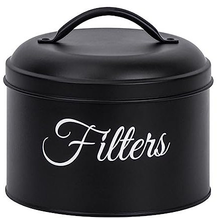 Kanylavy Kaffeefilterhalter, Aufbewahrungskorb für Kaffeefilter mit Deckel, Runder KaffeefilterbehäLter für die Theke, Schwarz